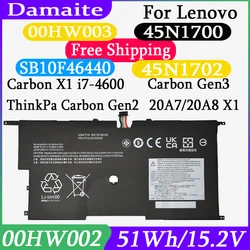 00HW002 SB10F46440 45N1700 Laptop Battery For Lenovo ThinkPad X1 Carbon Gen3 2015 X1 Carbon 2014 Gen2 45N1701 45N1702 00HW003