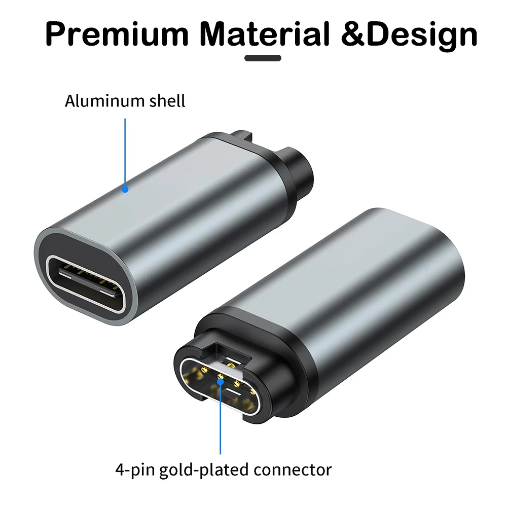 Adaptador de carregamento portátil para Garmin Fenix, Tipo C, Micro USB, 8Pin, Carregador Conversor, Relógio Inteligente, 7S, 7X, 6, 6S, 6X, 5, 5S, 5X, venu 2, 2S