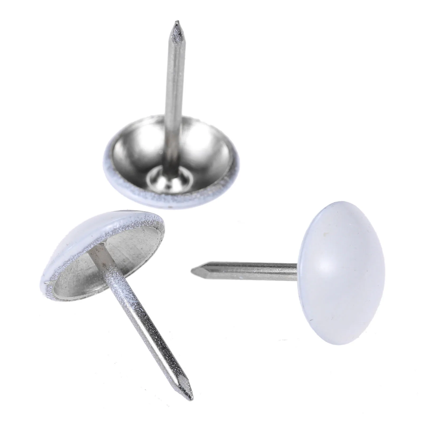 100Pcs White Metal Upholstery Nail Furniture Tack Stud Pushpin Modern Nails Home Accessories 11*17mm Jewelry Case Box Sofa Decor