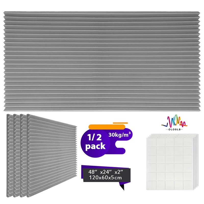 

1/2 упаковки звукоизоляционной поглощающей панели, треугольная канавка, бесшумный шумоизоляционный материал для спальни, поглощающий материал