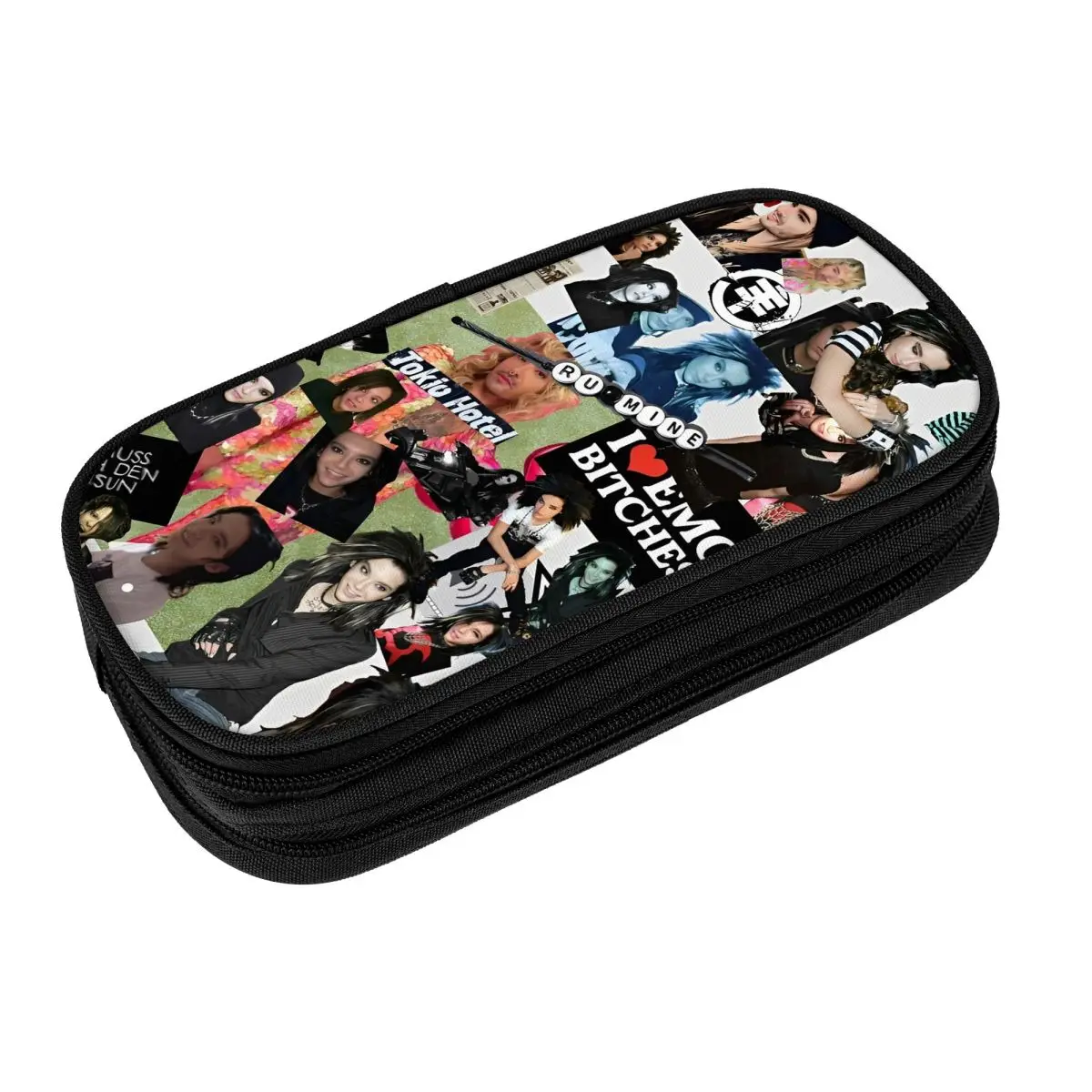 

Tokio Hotel Rock Pencil Case Music Trend Portable Pencil Bag Students Double Layer Vintage School Pencil Case Printed Stationery