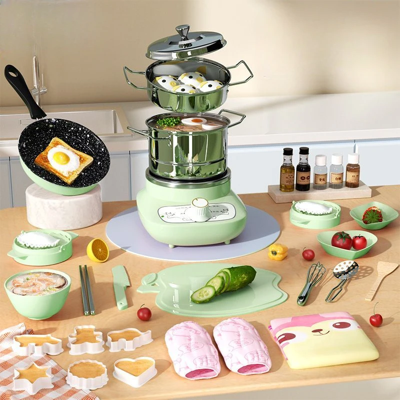 Children's Mini Kitchen Complete Cooking Girl Small Kitchen Set Children's Puzzle Play House Toys Real Cooking Food Set For Kids