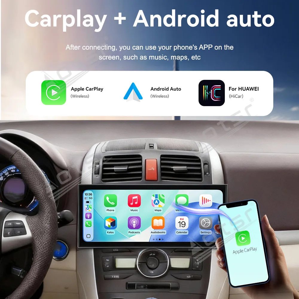 CarPlay 15.8'' Android 15 para Toyota Auris 2006-2011, acessórios para carro, gadgets para carro, GPS para carro, navegação, tela HD, reprodutor multi