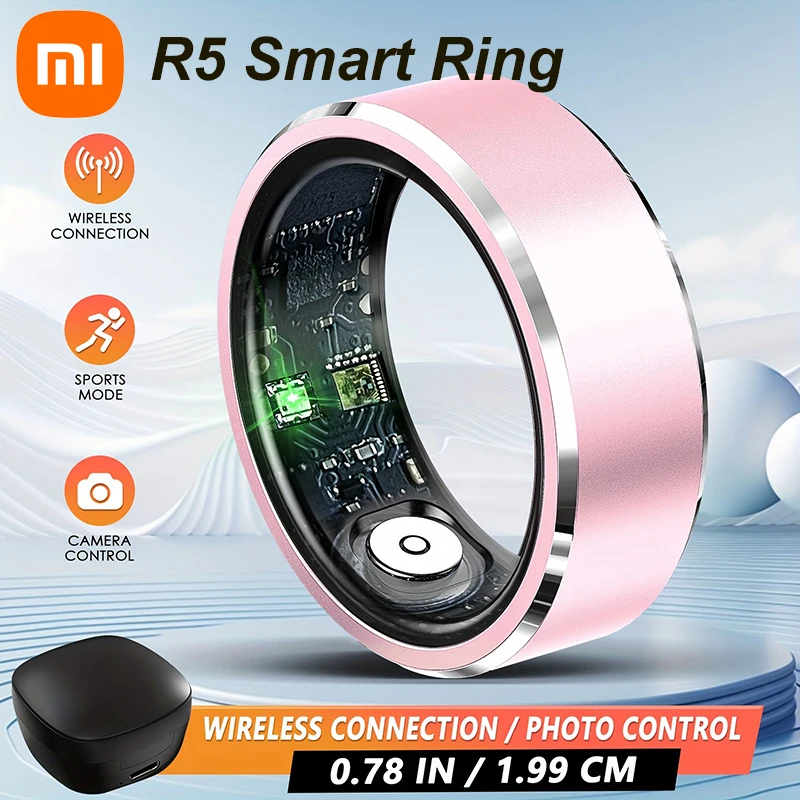 Xiaomi R5 Smart Ring Heart Rate Blood Oxygen Blood Pressure Monitoring Multi Sports Modes Waterproof Photo Taking Gesture Swipe