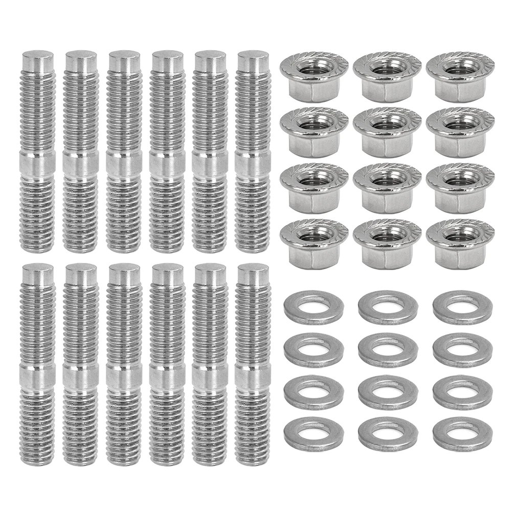 

Exhaust Manifold Stainless Stud Serrated Nuts Inner Washer Kit For 1989-2019 3.9L 5.9L 6.7L Cummins Turbo Diesel