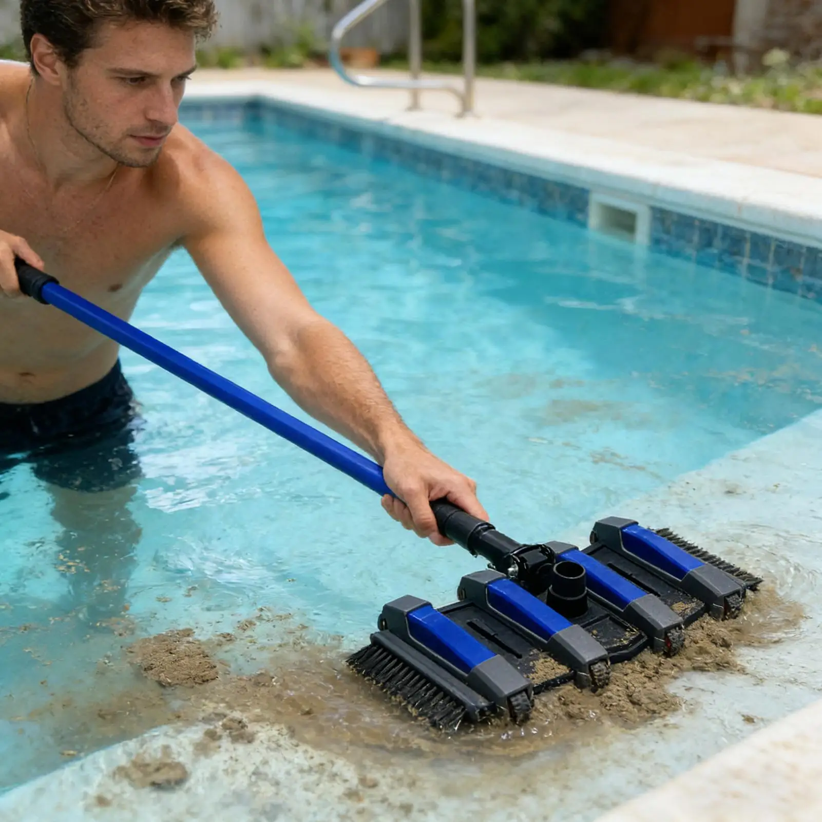 

Manual Pool Vac Head 14-inches Heavy-Duty In-Ground Parts With Wheels Professional-Grade Flexible Pool Vacuum Head For Swimming