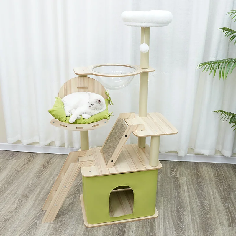 

Factory Direct Sale Avocado Green Cat Climbing Frame Removable Toys Multifunctional Cat Litter Pet Supplies Cat Trees Scratcher