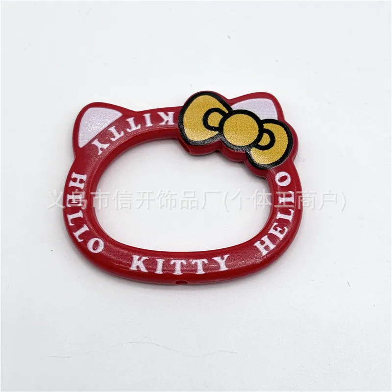 

Акриловые бусины-кольца в форме головы кошки Hello Kitty, однотонные, для рукоделия, подвески для автомобиля, аксессуары для рукоделия, ручная работа
