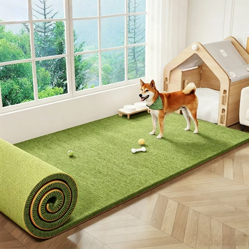 Pet Usd Faux Moss Green Carpet Non-Slip TPE Backing Rug for Dogs Cats Stain-Resistant Floor Mat Indoor Outdoor Balcony Carpets