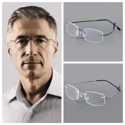 Strength +1.0~+4.0 Vision Care Ultralight Memory Titanium Reading Glasses Presbyopic Eyeglasses Rimless Presbyopic Eyeglasses