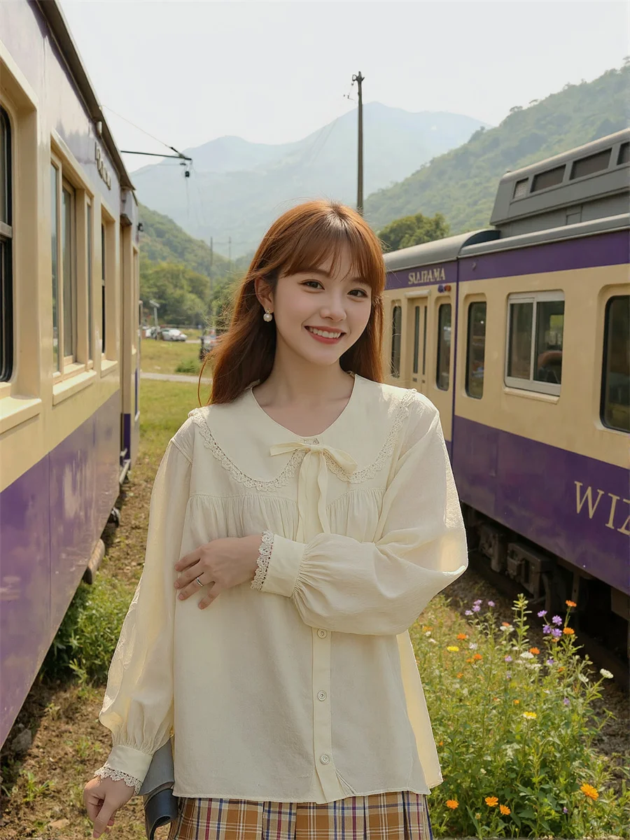 Koronkowe, urocze, jednolite bluzki w stylu lat 2000, odzież damska, jesień, wygodne, przytulne, dopasowane, luźne, codzienne, na co dzień, damskie, biurowe (OL)