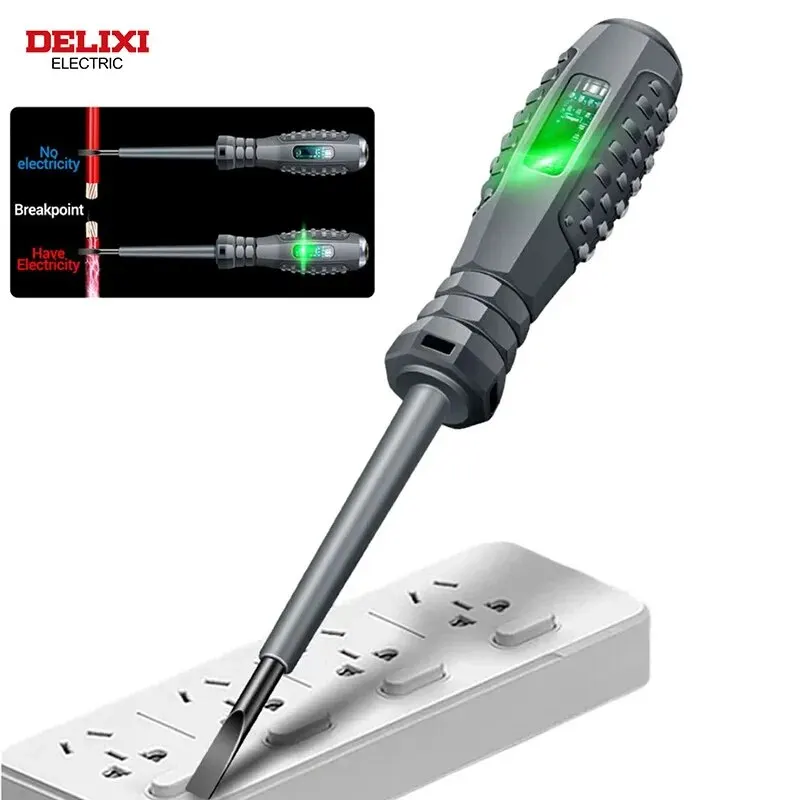 DELIXI ELECTRIC Test Pencil Voltage Non-contact Induction TestDetector Electrician Flat Screwdriver VoltmeterDetectingtheCircuit