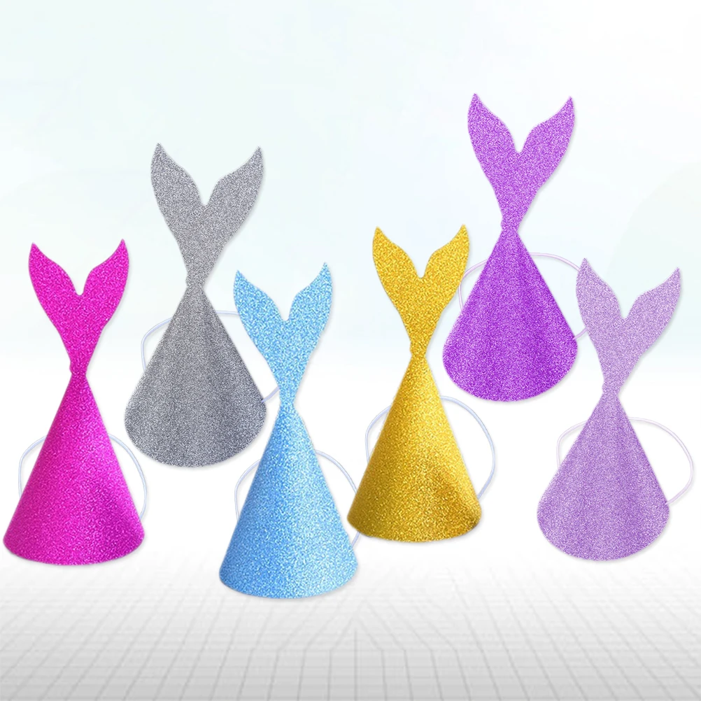 

18 Pcs Glitter Paper Birthday Hats Kids Party Mermaid Tail Design Photo Props Fun Accessories Easy DIY Together