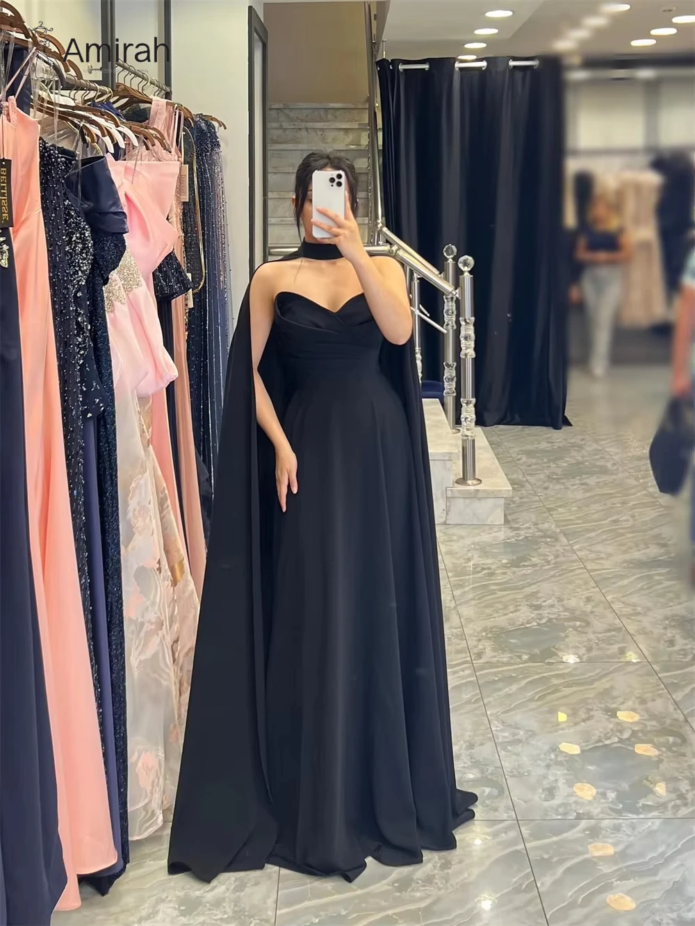 Amirah vestido de noite feminino fora do ombro feito sob encomenda a linha chiffon vestido de baile feminino 2025 fita vestido de baile vestidos de festa