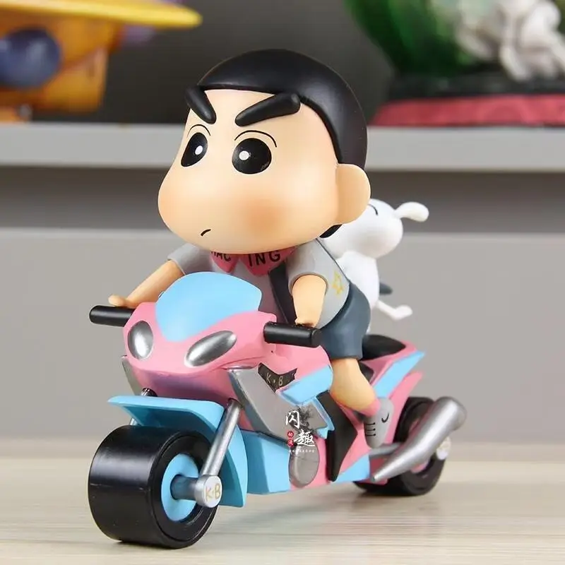 

14cm New Motorcycle Crayon Shin Chan Model Riding Motorcycle Tote Shin Chan Play Doll Cute Desktop Gift