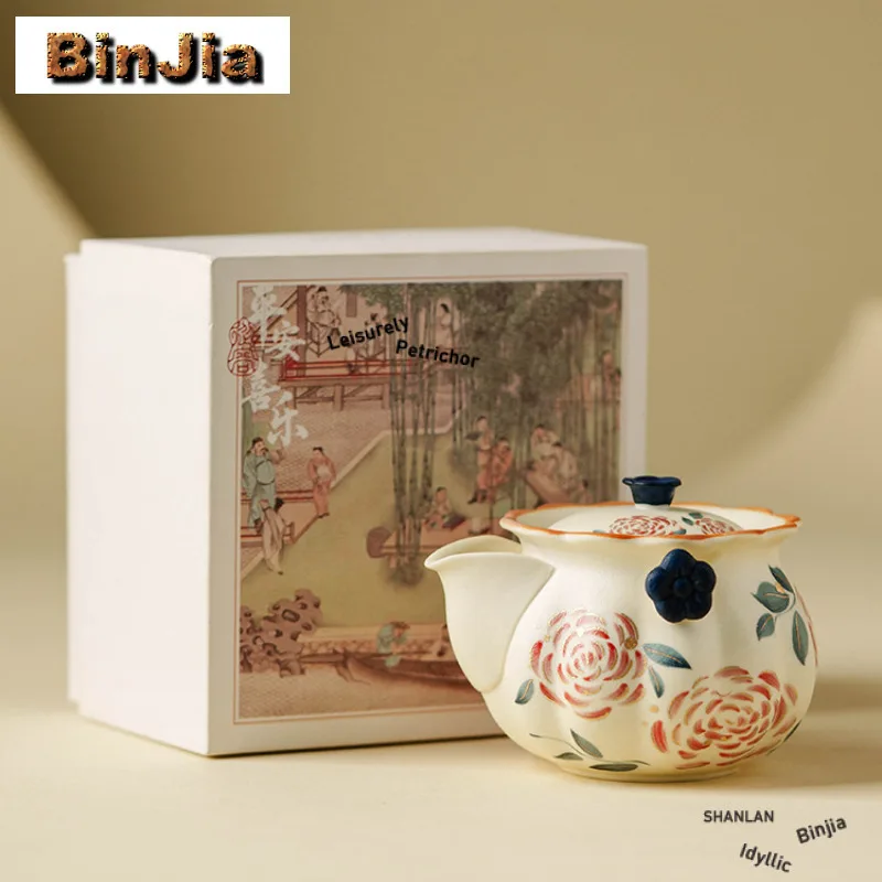 190ml Hand Painted Rose Hand Grab Teapot Creative Tea Infuser Pot Tea Maker Kettle With Strainer Chinese Tea Set Collection - view 6