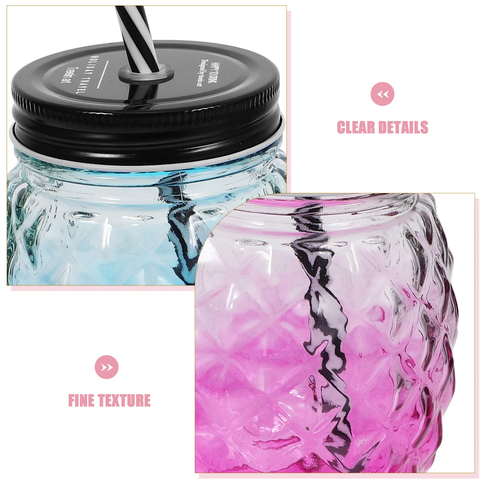 

4Pcs Gradient Glass Cups Leak Proof Lid Multi Function Drinking Juice Milk Water Storage Beverage Cups with Straw for Party Bar