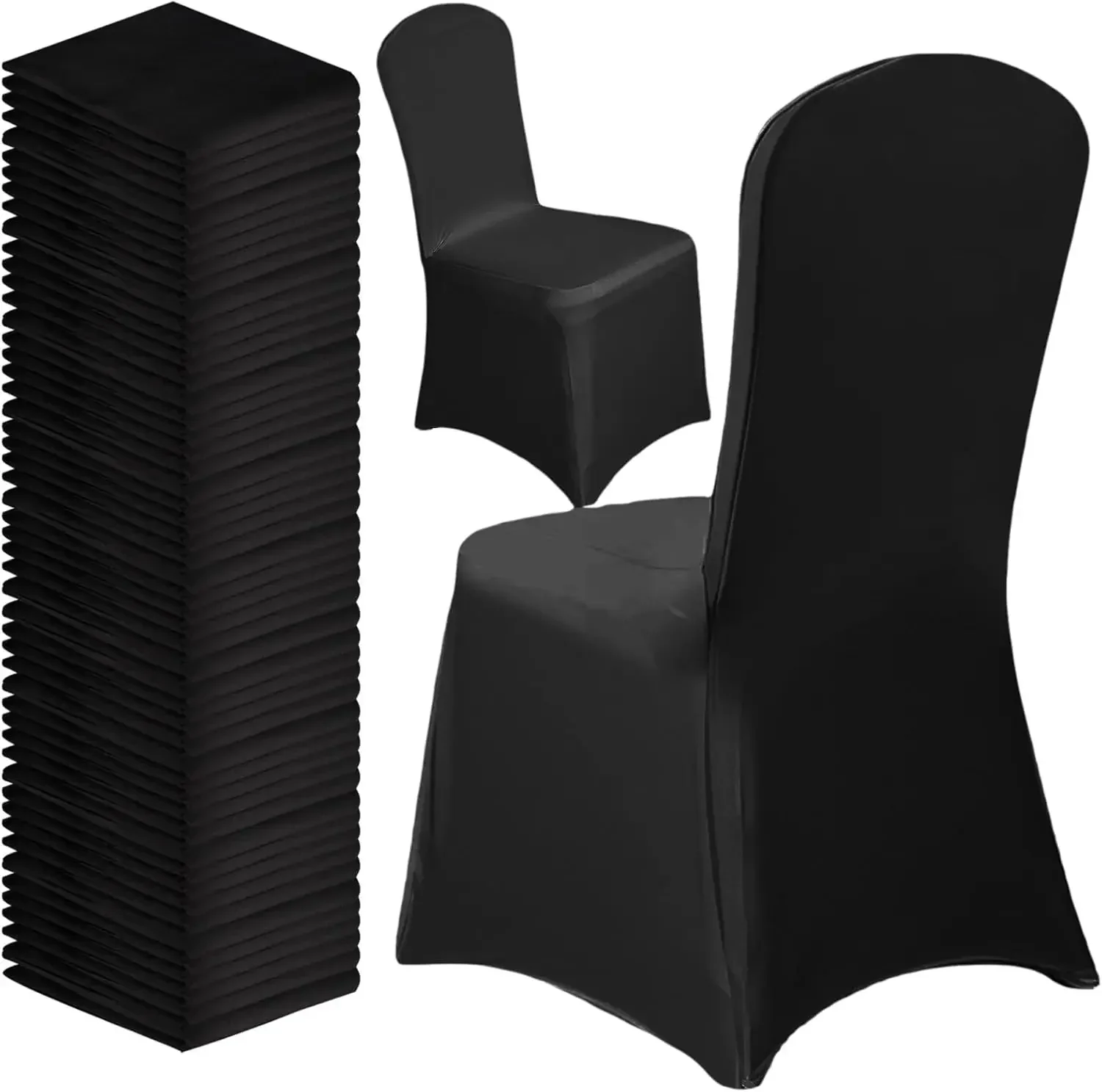 

100 шт. черных эластичных чехлов для стульев из спандекса, универсальные чехлы-накидки для стульев для свадеб, вечеринок, банкетов
