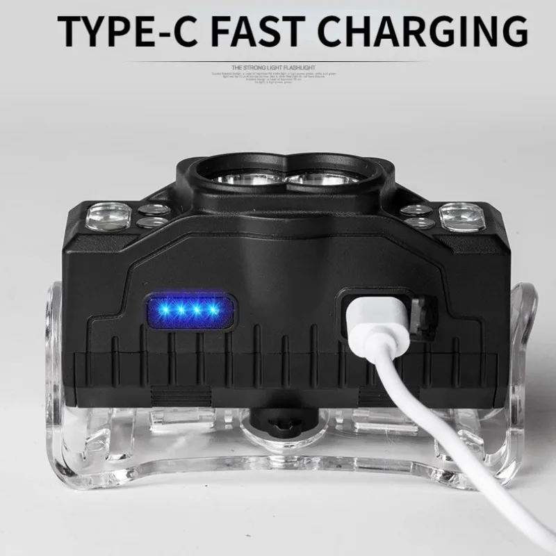 Multifunctional Sensor Headlamp Rechargeable Flashlight Portable Riding Light Outdoor Emergency Work Lamp for Fishing Camping