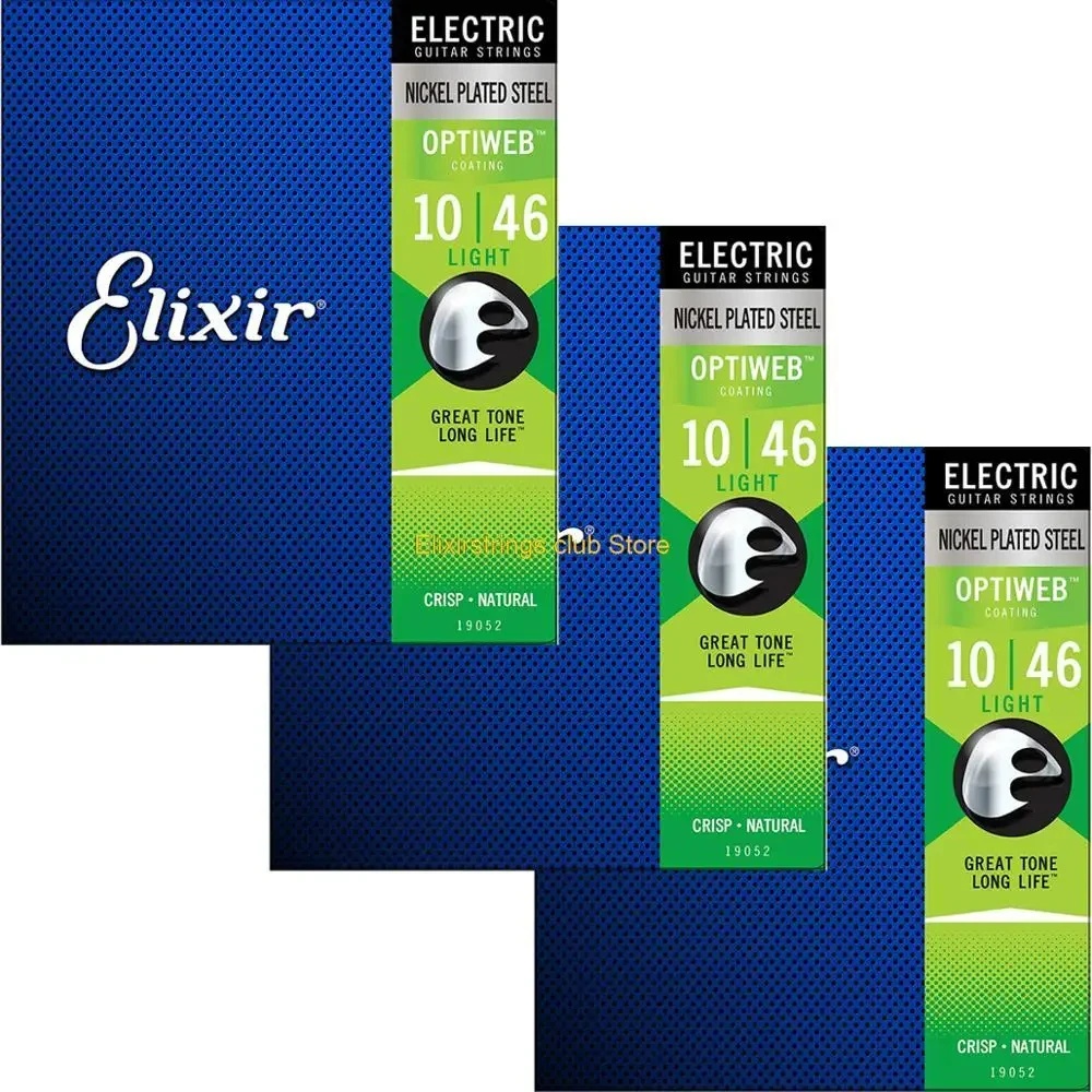 ELIXIR 3 Sets Electric Guitar Strings For Acoustic Polyweb Nanoweb Coating ANTI-RUST Plain Steels19052 12000 12002 12052 12077