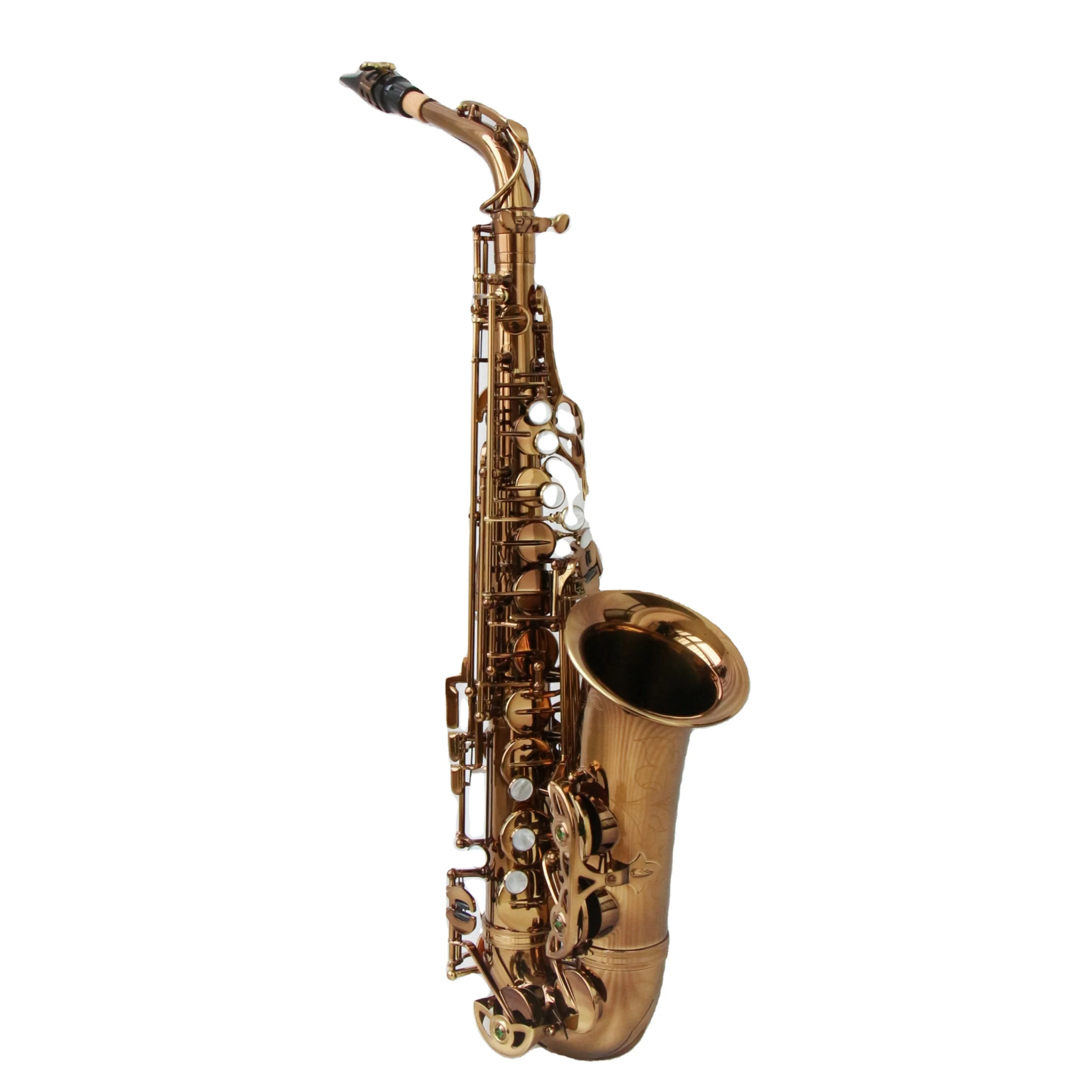 Professional saxophone alto Eb tone Brass body Coffee Gold Plated alto saxophone for performance