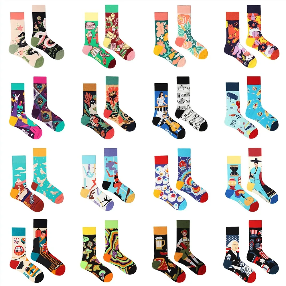 

High Quality Cotton AB Socks food Pattern Long Tube Funny Happy Men Socks Novelty Skateboard Crew Casual Crazy Woman Socks