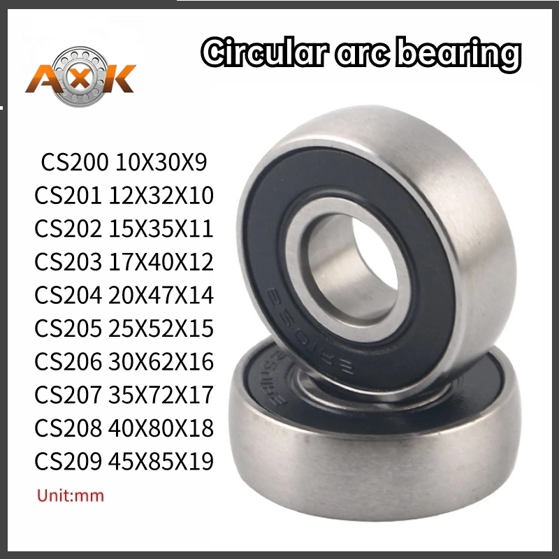 CS204 205 206 LLU External Circular Arc Spherical Ball Bearing Double Sided Rubber Cover