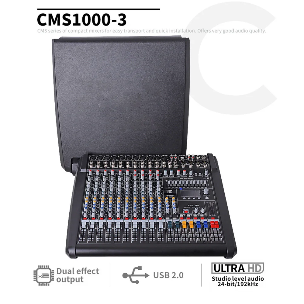 

CMS1000-3 Professional Audio Mixer 10 Channel Studio Audio Console USB MP3 Input 48v Phantom Power DJ Console audio profesional
