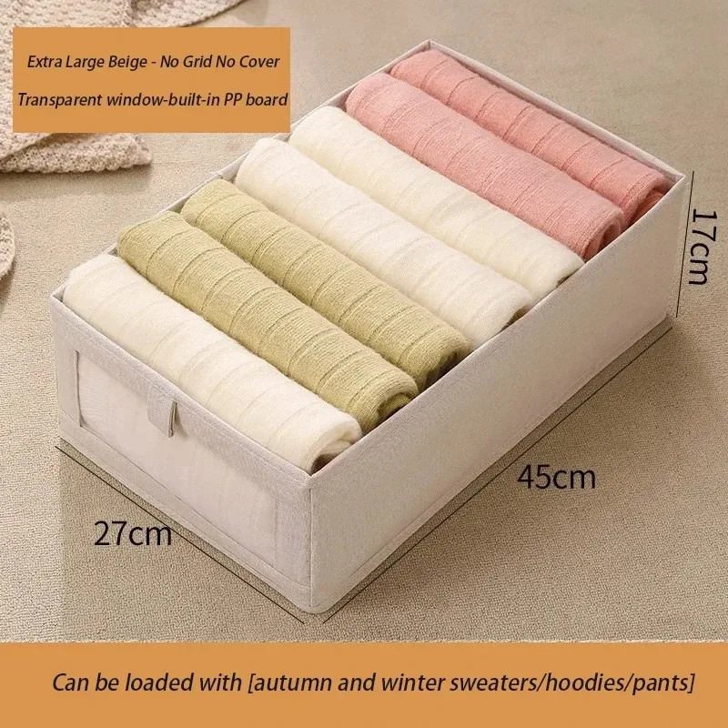 1PC Visible Wardrobe Storage Cabinet Drawer Organizer Box for T-Shirts Jeans Underwear Pants Clear Clothes Storage Solution view 4
