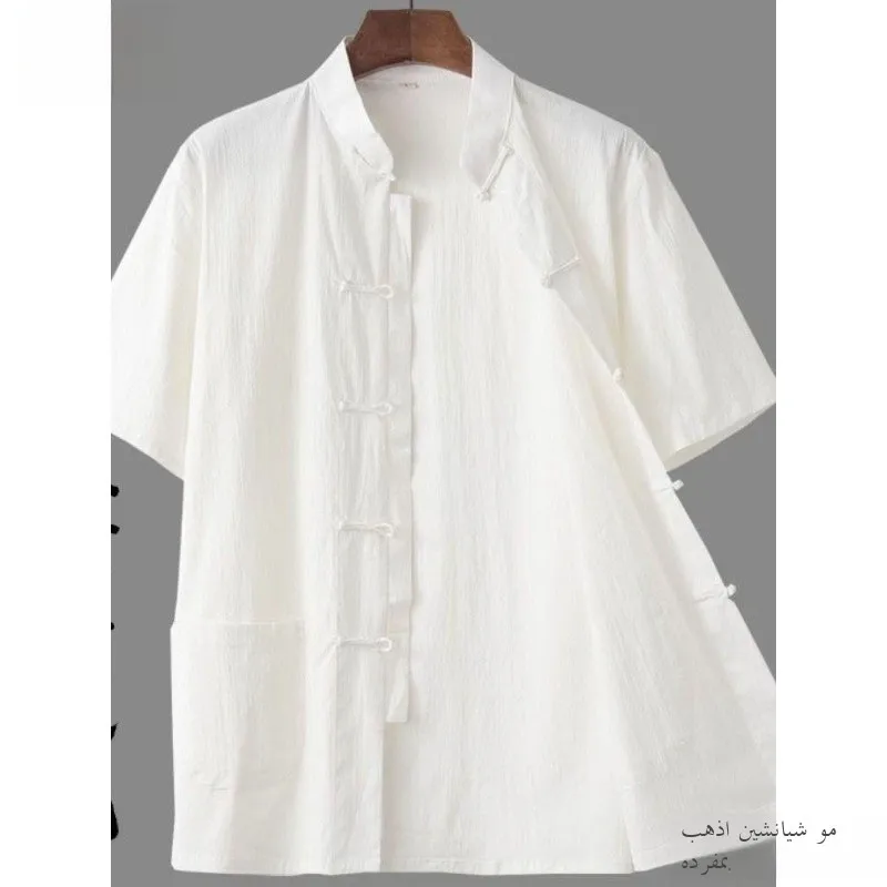 

Летний легкий повседневный китайский льняной эластичный ort Sve irt мужской молодежный свободный крой чайный традиционный костюм