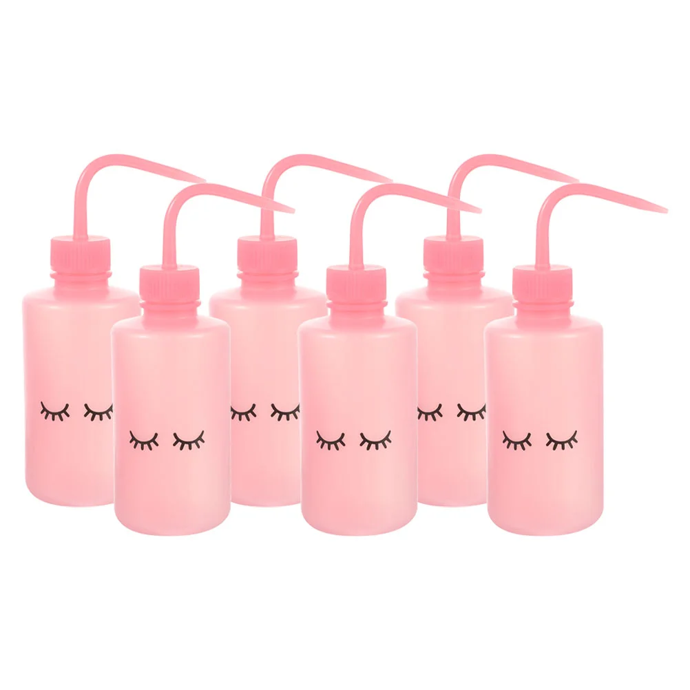 6 Pcs Eyelash Cleaning Bottle Water Spray Tool for Eyelashes Eyes Wash Bend Mouth Pe Washing Simple Empty Bottles