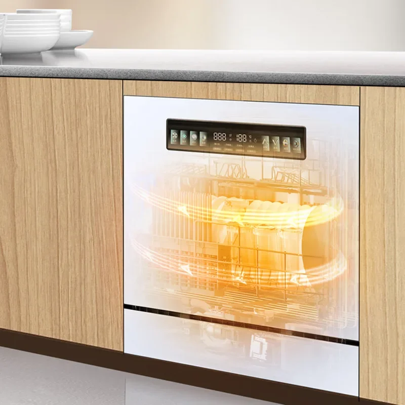 Large Capacity Fully Automatic Dishwasher, 110V~220V, Built-in Design, European and American Standards, Home Kitchen Appliance
