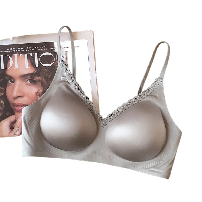 

Hot New Sexy Satin Lace Deep V Bra Wirefree Soft Support Push Up Anti-Sagging Side Support Women Everyday Underwear