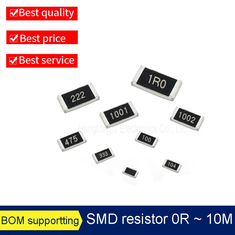 100PCS 2010 1% F 3/4W SMD RESISTOR 1R - 9R1 1M - 10M 1R00 2.2R 3R3 4R7 5R1 4M7 1M 10M 0 ohm K M E Baixo valor da resistência NOVO