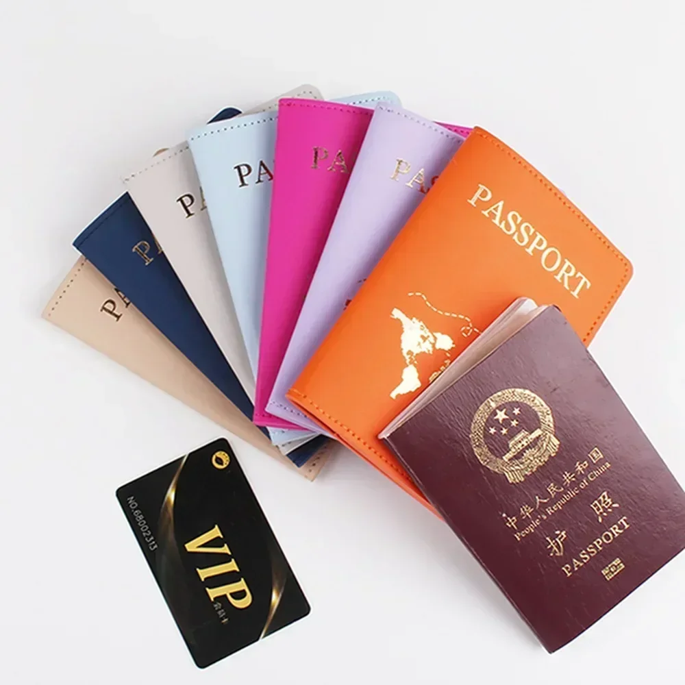 Couvertures de passeport en cuir PU, ensemble d'étiquette de bagage, protecteur de passeport, étiquettes à bagages, portefeuille de passeport, accessoires de voyage, pince à billets, nouveau