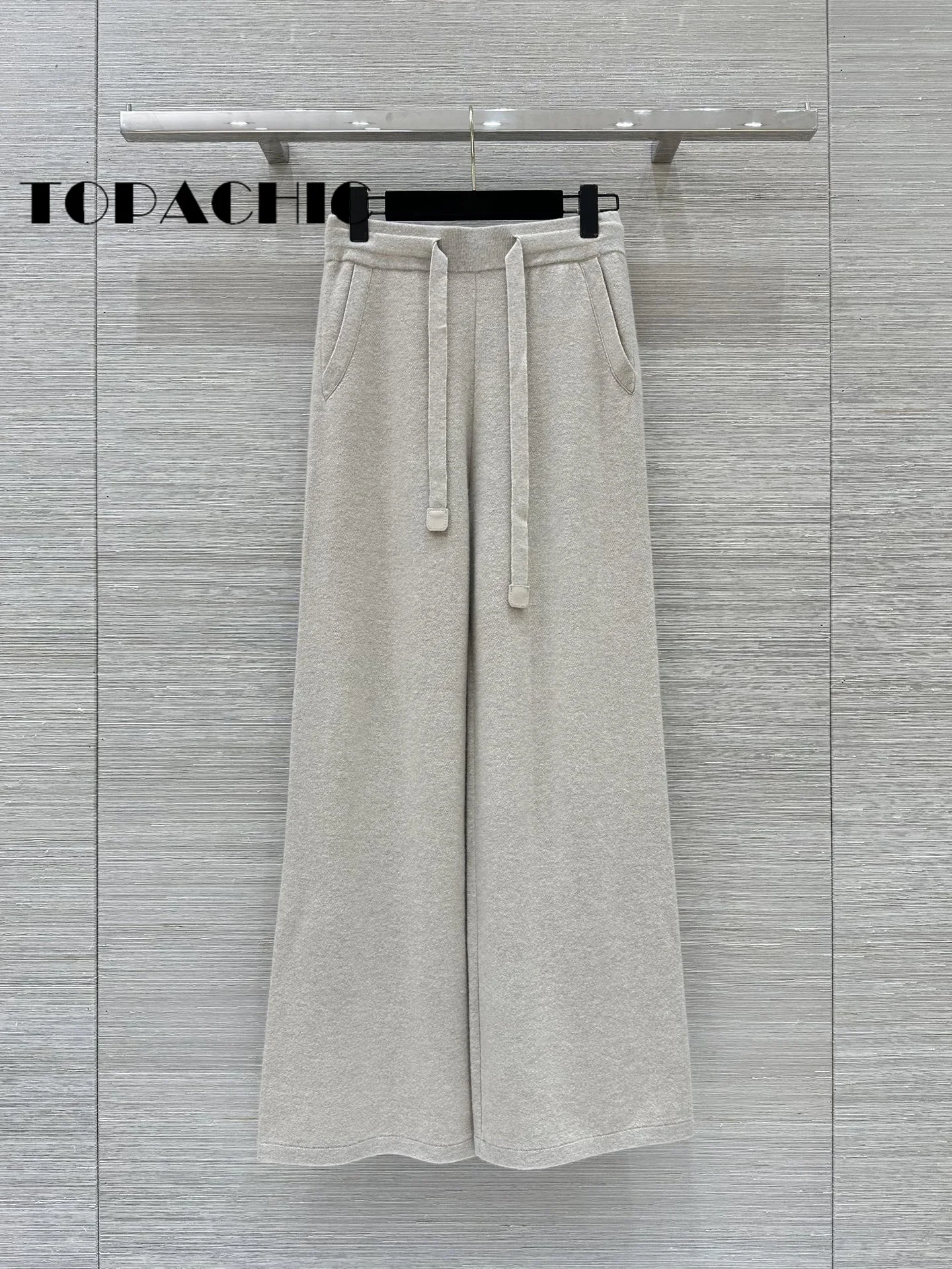 8.31 TOPACHIC-Women Hooded Jacquard Pocket Zipper Knit Cardigan + Drawstring Elastic Waist Pants Temperament Casual Set