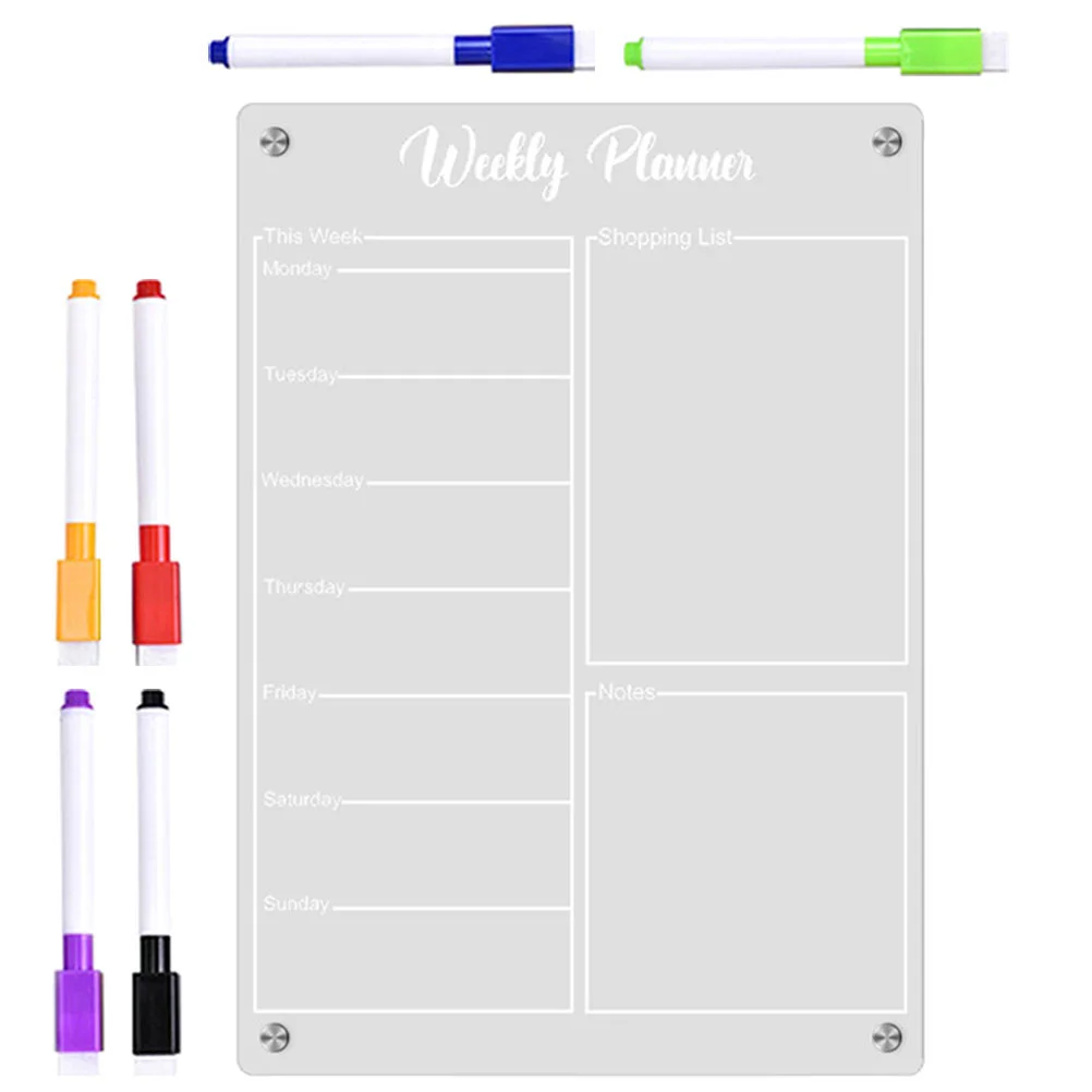 Acrylic Weekly Planner Refrigerator Calendar Fridge Whiteboard Message Dry Erase for Clear Office Small