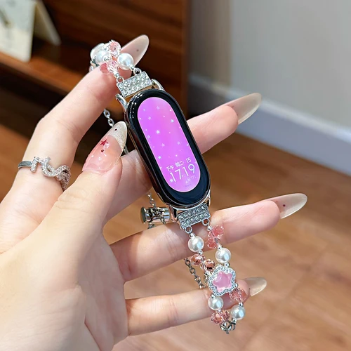 Imagen 2 del producto Adecuado para Xiaomi Band 10/8/9 Pro correa de pulsera de perlas Premium para Redmi Watch 4/5 correa de alta belleza para correa de 18/20/22mm