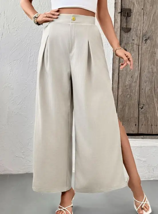 

Women's 2026 Summer New Elegant Solid Color High Waist Hanging Wide Leg Formal Pants Women's Set Pants