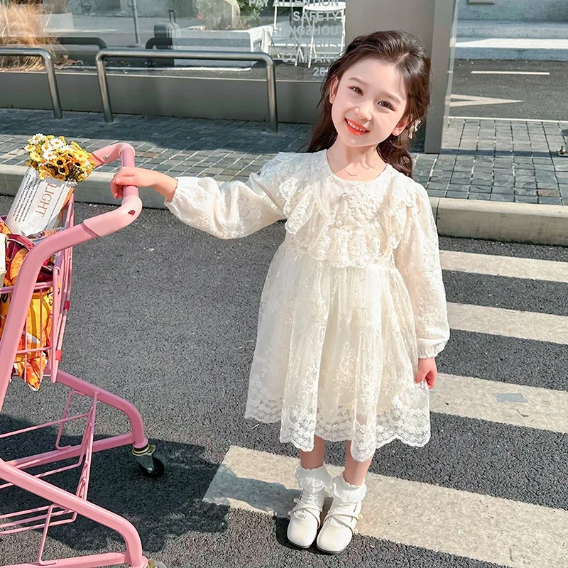 Spring children clothes girls dress baby long sleeve dresses birthday party lace princess dress holiday kids clothing 2-8 years