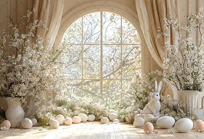 Mehofond التصوير خلفية الربيع عيد الفصح زهرة أرنب البيض نافذة الاطفال حفلة عيد ميلاد صورة ديكور خلفية استوديو الصور