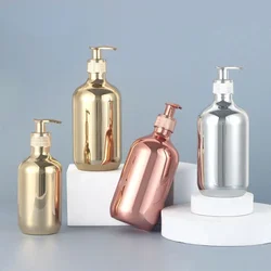 500ml Electroplating Gold Silver Rose Gold Shampoo Bottle Shower Gel Split Bottle PET Hand Sanitizer Container Pump Bottle