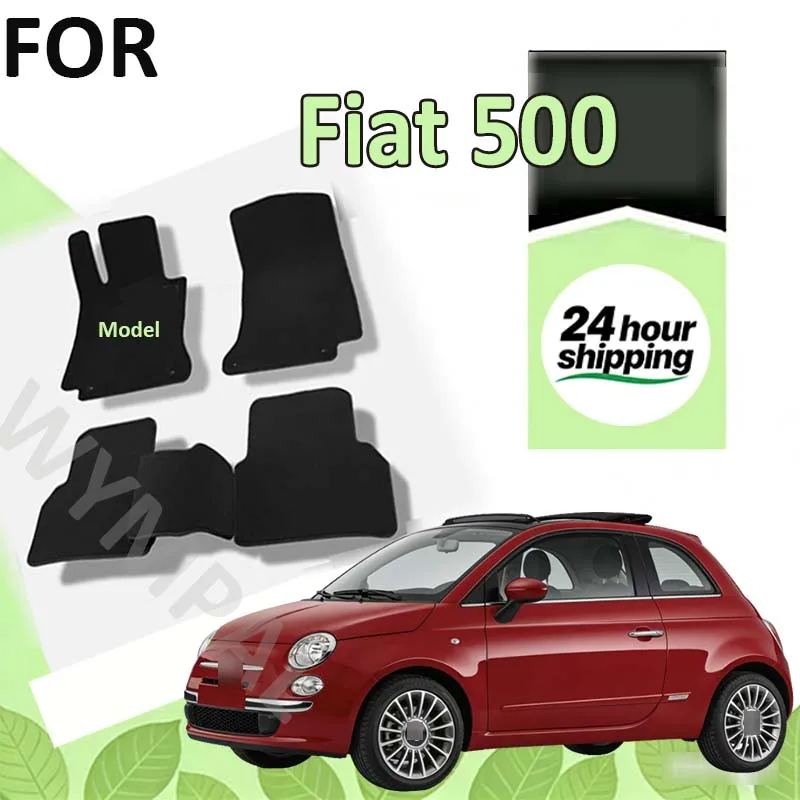 

Nylon Suede "Car Floor Mat For Fiat 500 2007-Present Polyester suede Anti Slip black Backing red Binding Trim