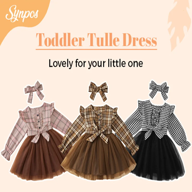 Infant Kids Baby Girls Suit Check Mesh Ruffle Dress Red Black White Plaid Long Sleeve One Piece Fluffy Skirt With Belt Clothes