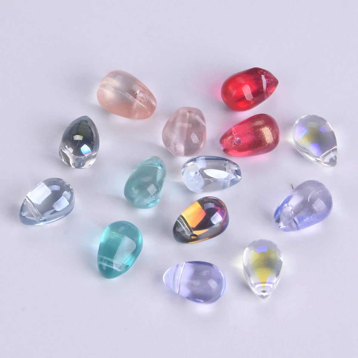 20pcs 9x6mm Small Teardrop Shape Crystal Glass Loose Crafts Beads Top Drilled Pendants for Earring Jewelry Making DIY Crafts