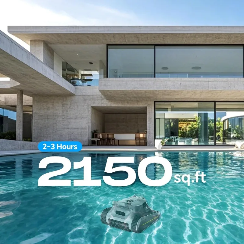 Cordless Robotic Pool Cleaner -Pool Vacuum 180W Brushless Motor, 45,000Pa Suction, Wall Climbing, Sonar Navigation