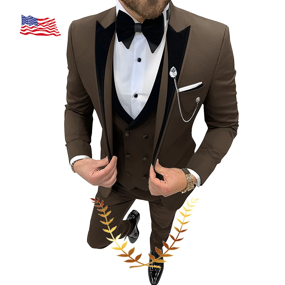 Traje gris oscuro para hombre, chaqueta de esmoquin para novio, pantalones, chaleco, conjunto de 3 piezas, Blazer ajustado, traje elegante para