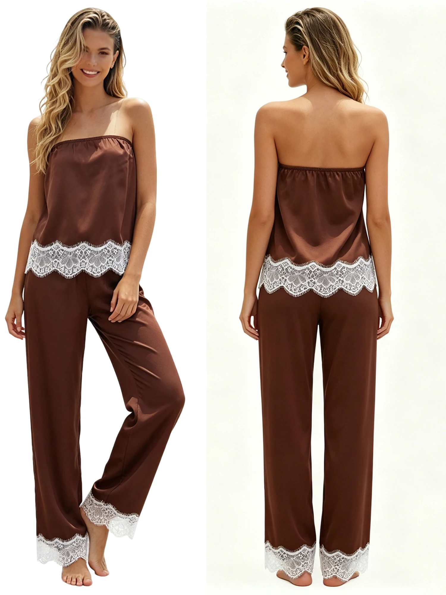 Summer-2-Pieces Pants Set Elegant Tube Tops Outfits-Elegant Tops Pants Set For Casual Women Women S Summer