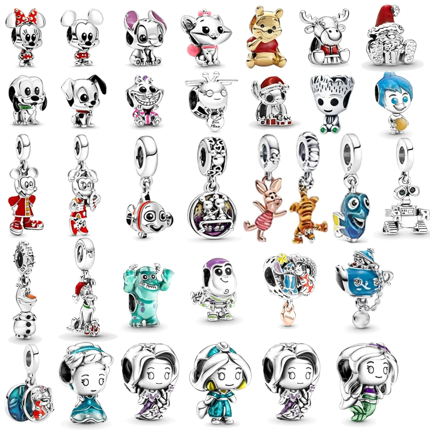 2024 Disney Stitch Alloy Pendant Cartoon Mickey Mouse Groot Charm Bead Pendant Fit DIY Women Bracelet Jewelry Accessories Gift