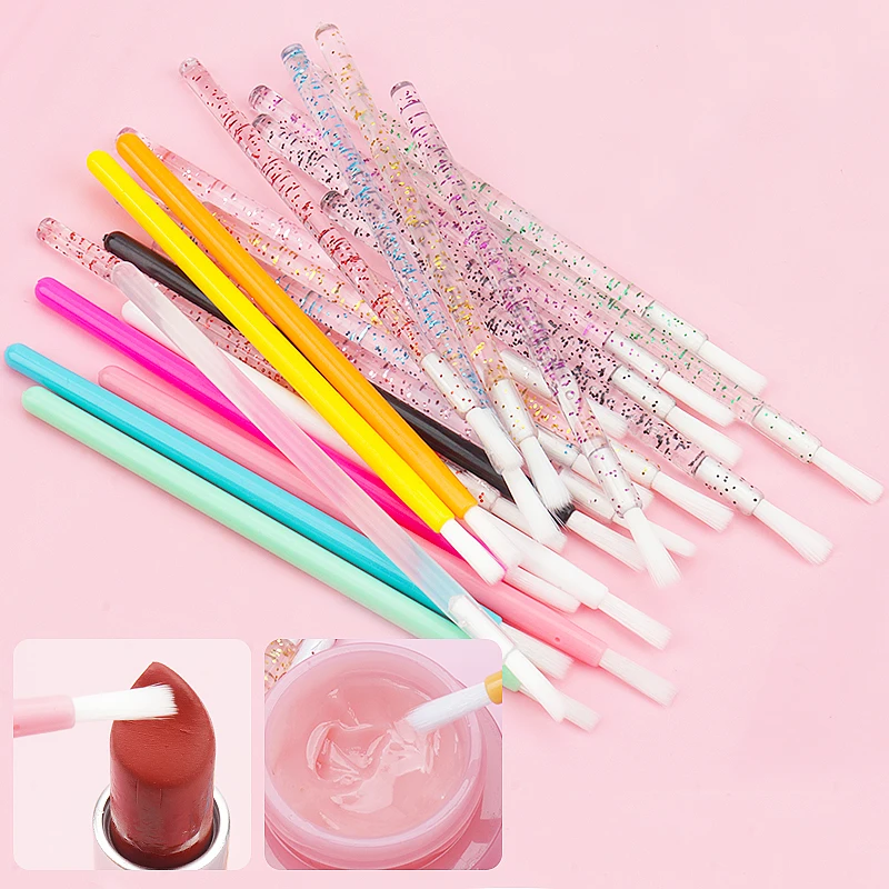 50pcs Disposable Nylon Lip Glossy Brush Lipstick Gloss Wands Applicator Eyeshadow Eyebrow Makeup Brushes Cosmetic Beauty Tools